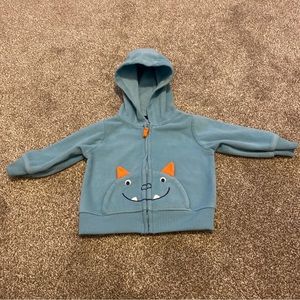 Carter’s Little monster Fleece Zip Up Jacket 6 Month Blue Hooded Baby Clothes 6m